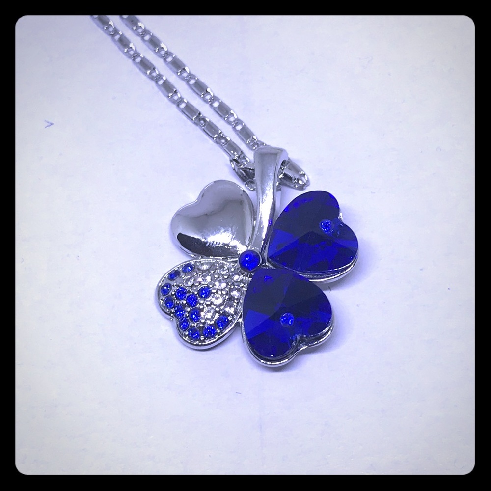 Beautiful Sapphire Blue 4 Hearts Necklace [JW-13]